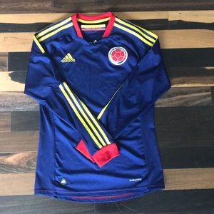 Size S Colombia Long Sleeves Soccer Jersey